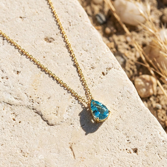 Pear-Cut Birthstone Pendant Necklace | Gold | Luxe4473 - Luxe Necklace | Singapore Jewellery, Wedding Rings &amp; Gifts | Same Day Delivery | Tiara.com.sg