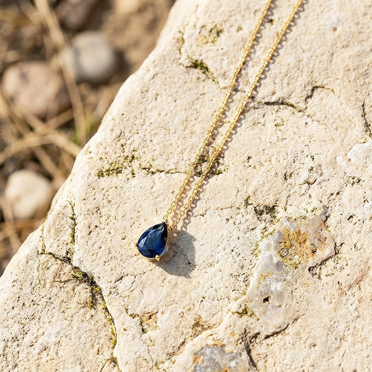Pear-Cut Birthstone Pendant Necklace | Gold | Luxe4473 - Luxe Necklace | Singapore Jewellery, Wedding Rings &amp; Gifts | Same Day Delivery | Tiara.com.sg