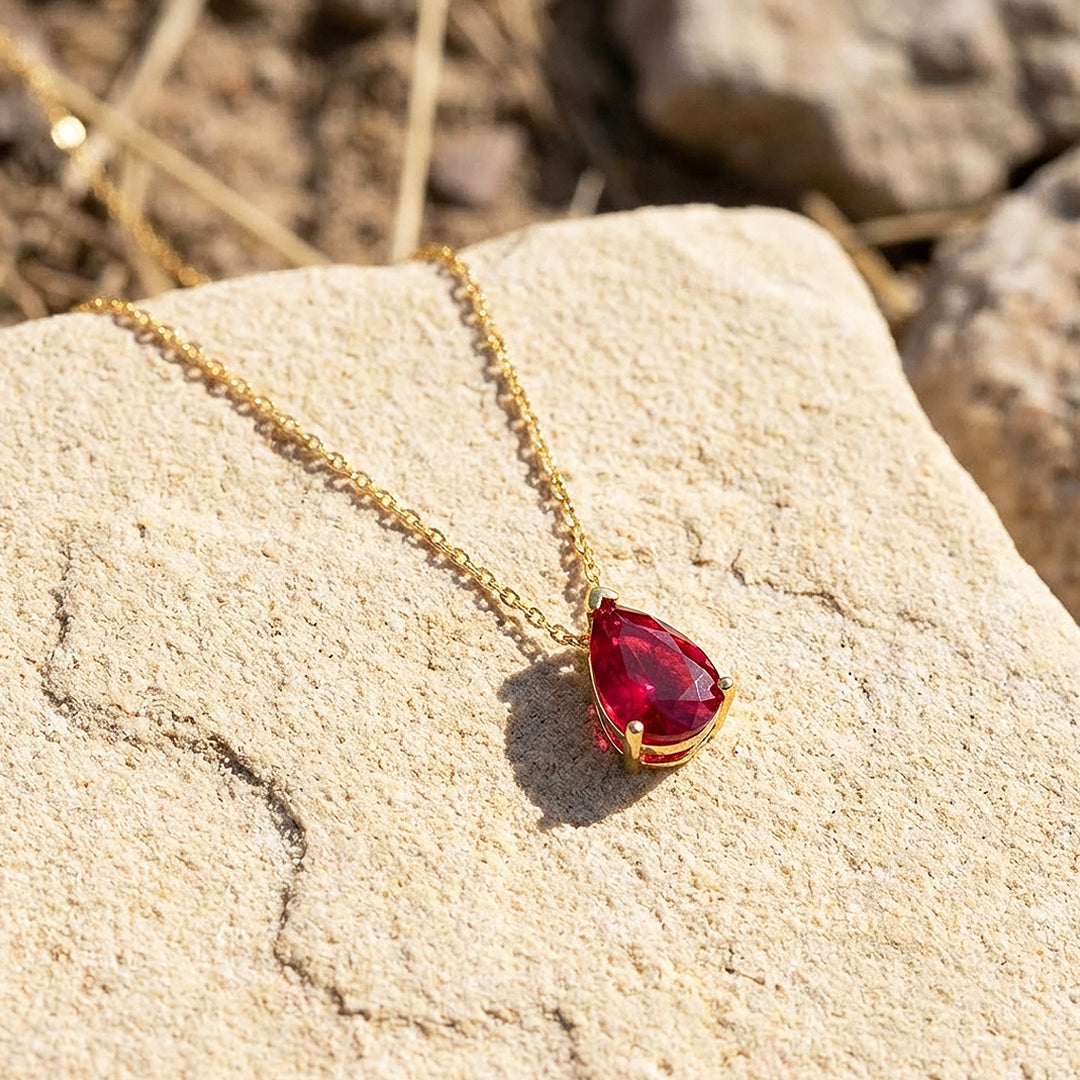 Pear-Cut Birthstone Pendant Necklace | Gold | Luxe4473 - Luxe Necklace | Singapore Jewellery, Wedding Rings &amp; Gifts | Same Day Delivery | Tiara.com.sg