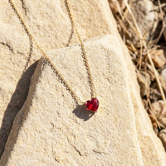 Heart-Cut Birthstone Pendant Necklace | Gold | Luxe4475 - Luxe Necklace | Singapore Jewellery, Wedding Rings &amp; Gifts | Same Day Delivery | Tiara.com.sg