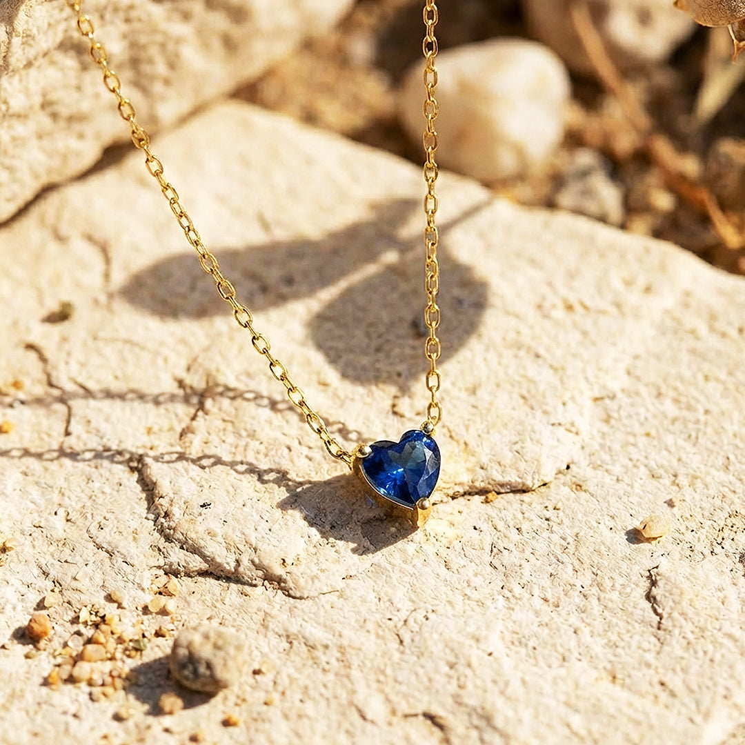 Heart-Cut Birthstone Pendant Necklace | Gold | Luxe4475 - Luxe Necklace | Singapore Jewellery, Wedding Rings &amp; Gifts | Same Day Delivery | Tiara.com.sg