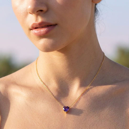 Heart-Cut Birthstone Pendant Necklace | Gold | Luxe4475 - Luxe Necklace | Singapore Jewellery, Wedding Rings &amp; Gifts | Same Day Delivery | Tiara.com.sg