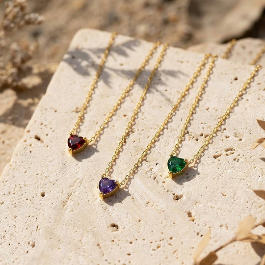 Heart-Cut Birthstone Pendant Necklace | Gold | Luxe4475 - Luxe Necklace | Singapore Jewellery, Wedding Rings &amp; Gifts | Same Day Delivery | Tiara.com.sg