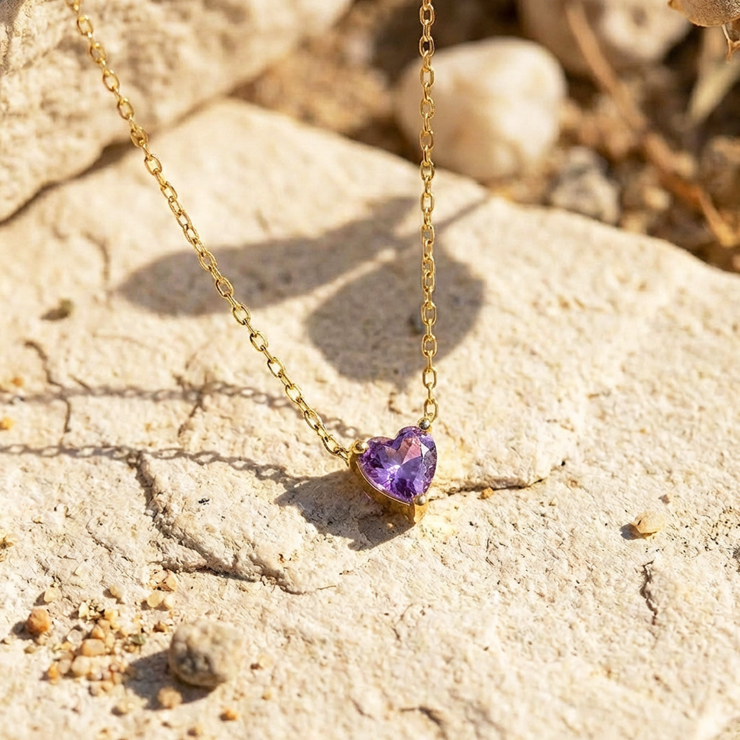 Heart-Cut Birthstone Pendant Necklace | Gold | Luxe4475 - Luxe Necklace | Singapore Jewellery, Wedding Rings &amp; Gifts | Same Day Delivery | Tiara.com.sg