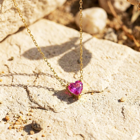 Heart-Cut Birthstone Pendant Necklace | Gold | Luxe4475 - Luxe Necklace | Singapore Jewellery, Wedding Rings &amp; Gifts | Same Day Delivery | Tiara.com.sg