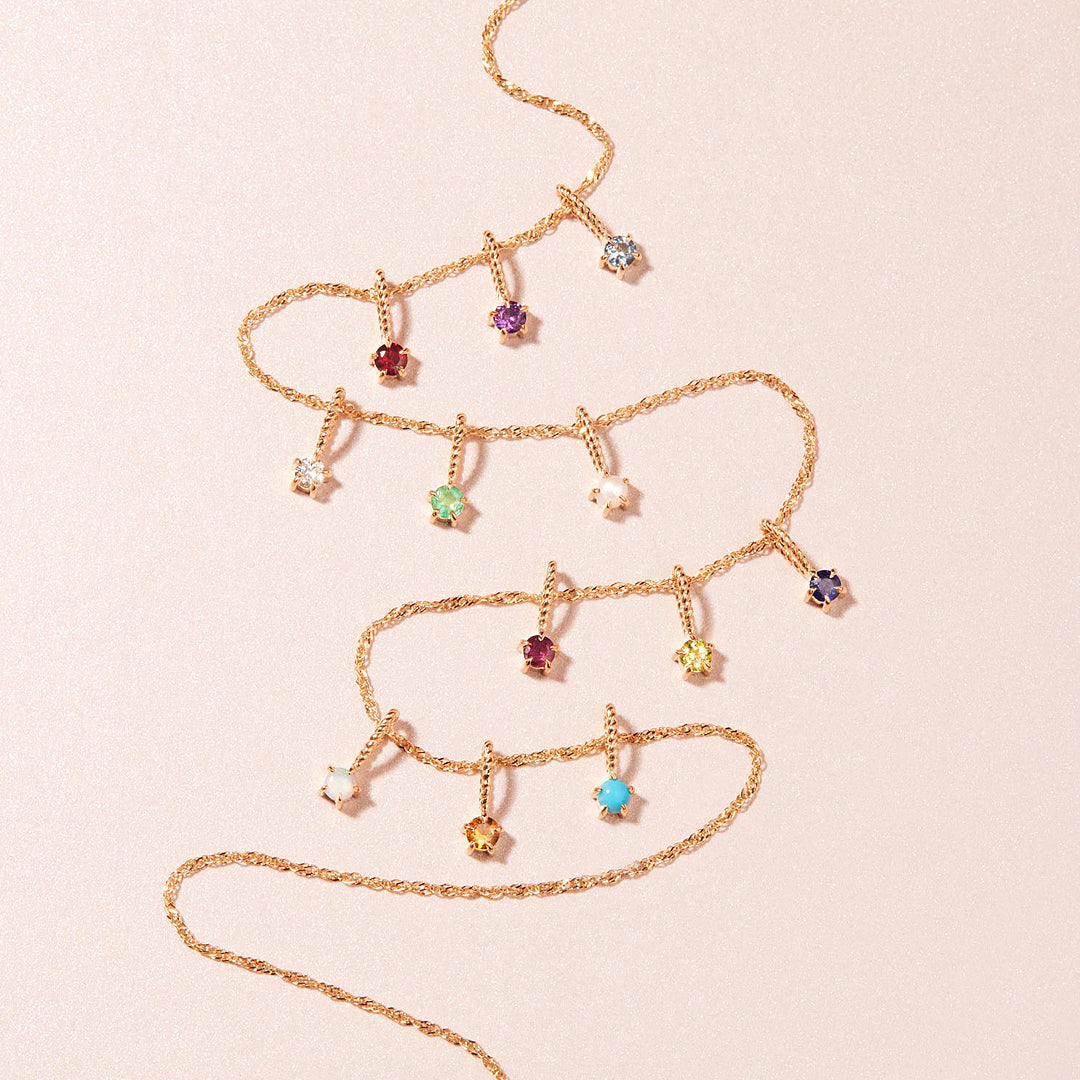 Birthstone Charm Drop Necklace | Gold | Luxe4344 - Luxe Necklace | Singapore Jewellery, Wedding Rings &amp; Gifts | Same Day Delivery | Tiara.com.sg
