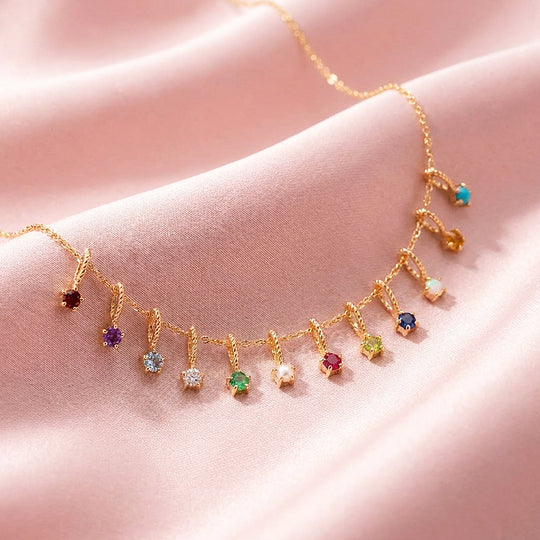 Birthstone Charm Drop Necklace | Gold | Luxe4344 - Luxe Necklace | Singapore Jewellery, Wedding Rings &amp; Gifts | Same Day Delivery | Tiara.com.sg