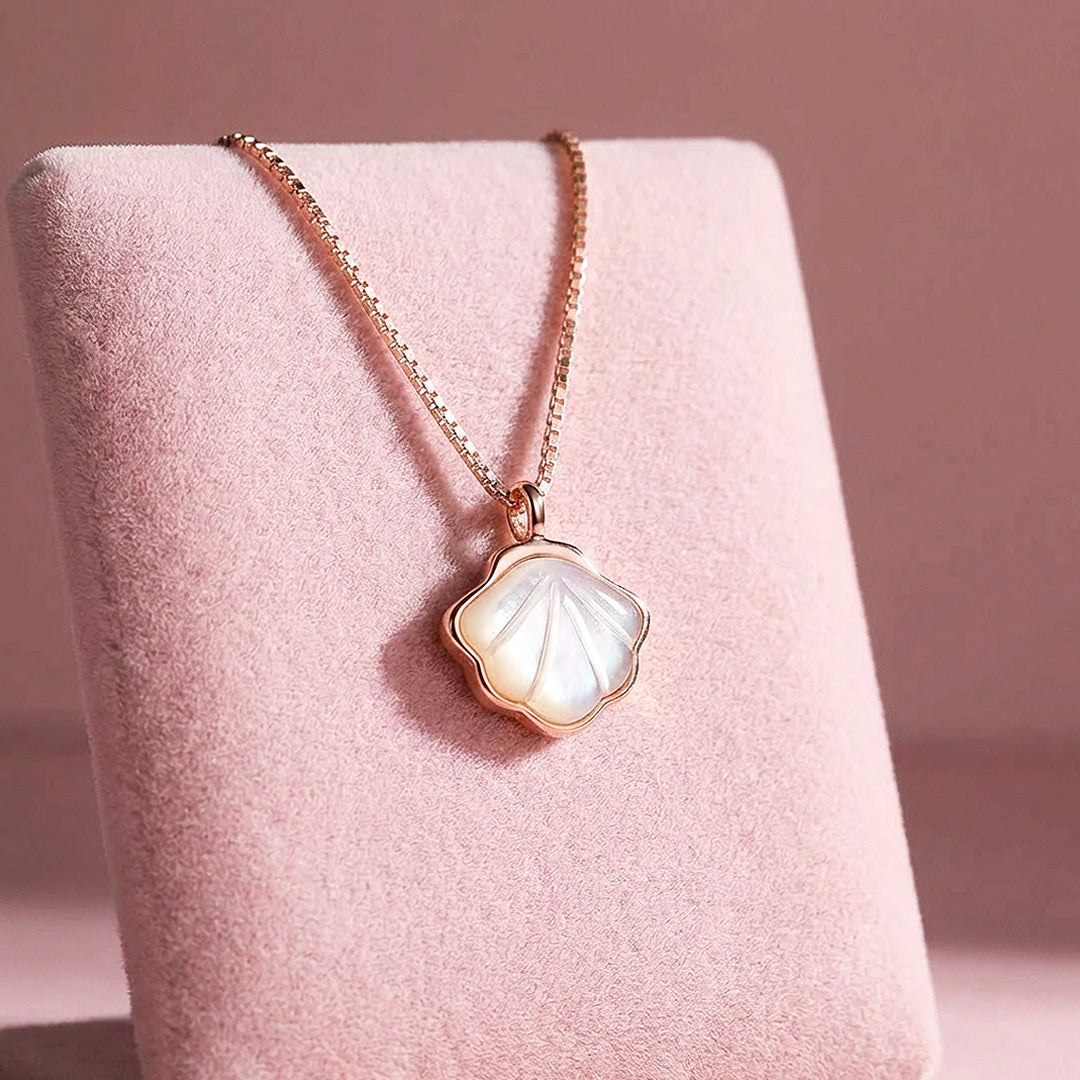Mother-of-Pearl Shell Pendant Necklace | Rose Gold | Luxe4480 - Luxe Necklace | Singapore Jewellery, Wedding Rings &amp; Gifts | Same Day Delivery | Tiara.com.sg