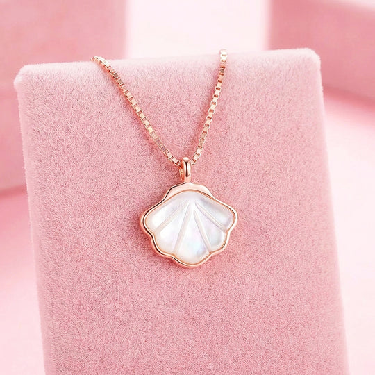 Mother-of-Pearl Shell Pendant Necklace | Rose Gold | Luxe4480 - Luxe Necklace | Singapore Jewellery, Wedding Rings &amp; Gifts | Same Day Delivery | Tiara.com.sg
