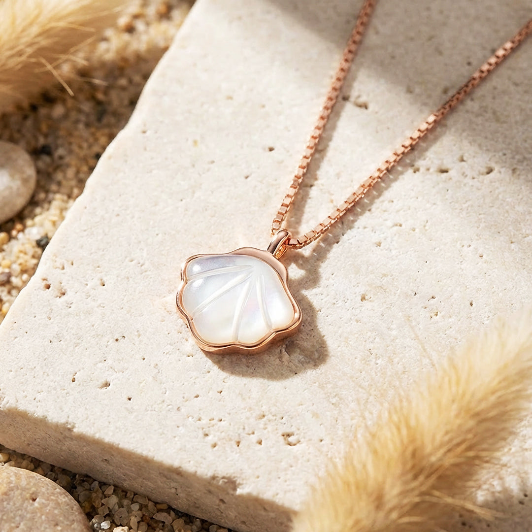 Mother-of-Pearl Shell Pendant Necklace | Rose Gold | Luxe4480 - Luxe Necklace | Singapore Jewellery, Wedding Rings &amp; Gifts | Same Day Delivery | Tiara.com.sg