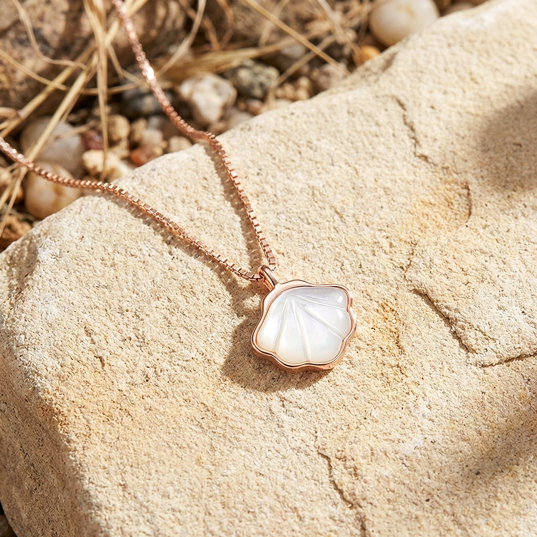 Mother-of-Pearl Shell Pendant Necklace | Rose Gold | Luxe4480 - Luxe Necklace | Singapore Jewellery, Wedding Rings &amp; Gifts | Same Day Delivery | Tiara.com.sg