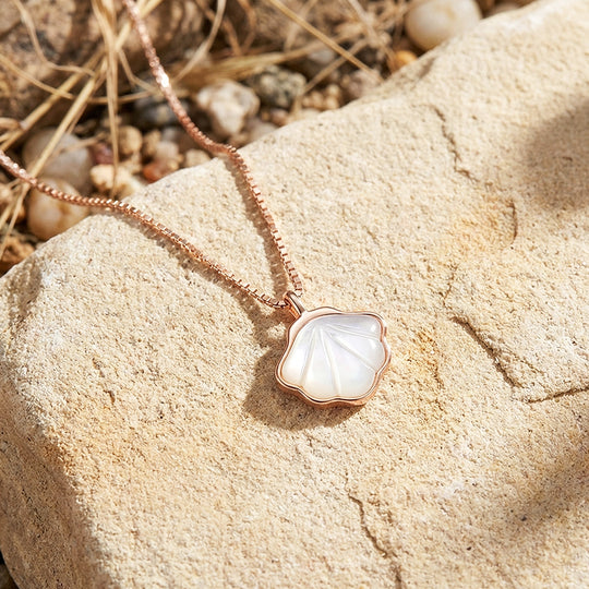 Mother-of-Pearl Shell Pendant Necklace | Rose Gold | Luxe4480 - Luxe Necklace | Singapore Jewellery, Wedding Rings &amp; Gifts | Same Day Delivery | Tiara.com.sg