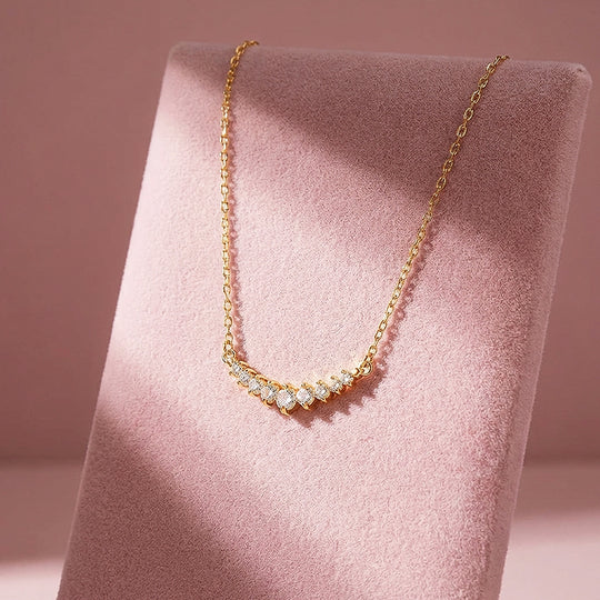 Graduated Curved Bar Pendant Necklace | Gold | Luxe4486