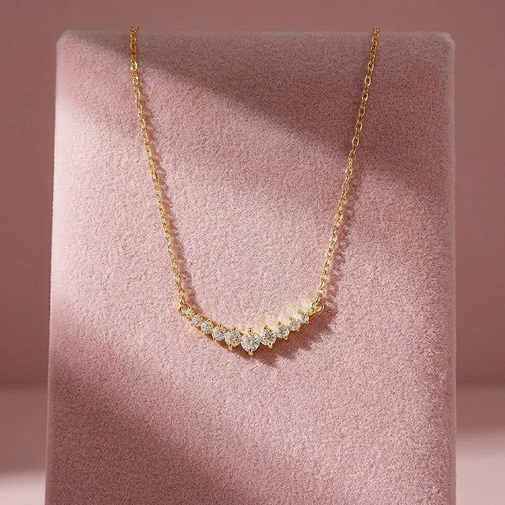 Graduated Curved Bar Pendant Necklace | Gold | Luxe4486
