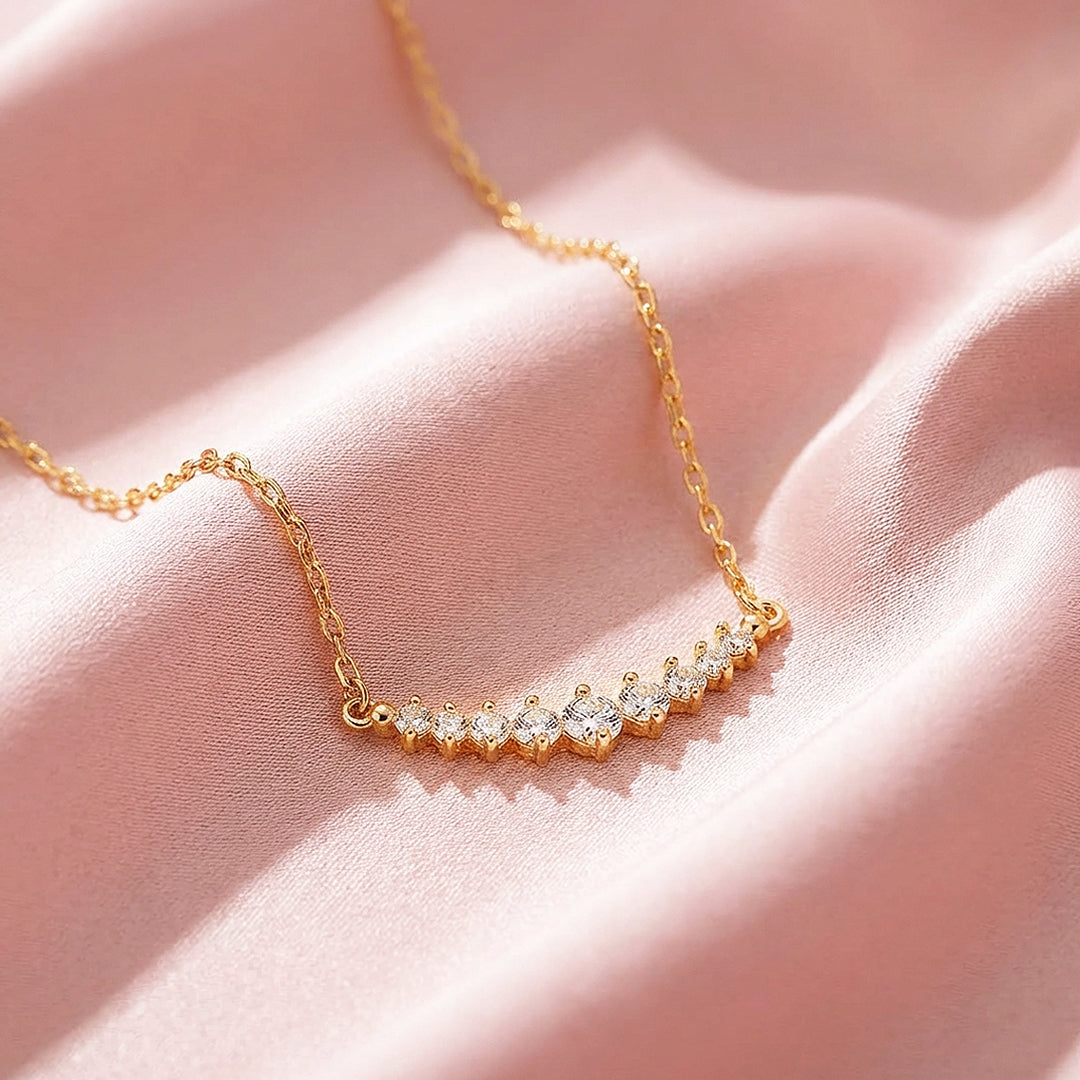 Graduated Curved Bar Pendant Necklace | Gold | Luxe4486