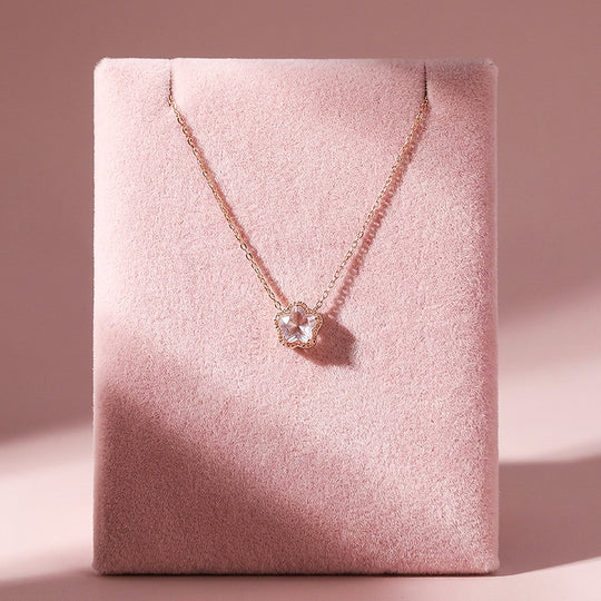 Sakura Flower Diamond Simulant Pendant Necklace | Rose Gold | Luxe4493 - Luxe Necklace | Singapore Jewellery, Wedding Rings &amp; Gifts | Same Day Delivery | Tiara.com.sg