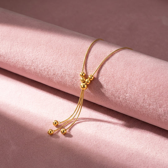 Beaded Y-Shape Slider Pendant Necklace | Silver &amp; Gold | Luxe4495 - Luxe Necklace | Singapore Jewellery, Wedding Rings &amp; Gifts | Same Day Delivery | Tiara.com.sg