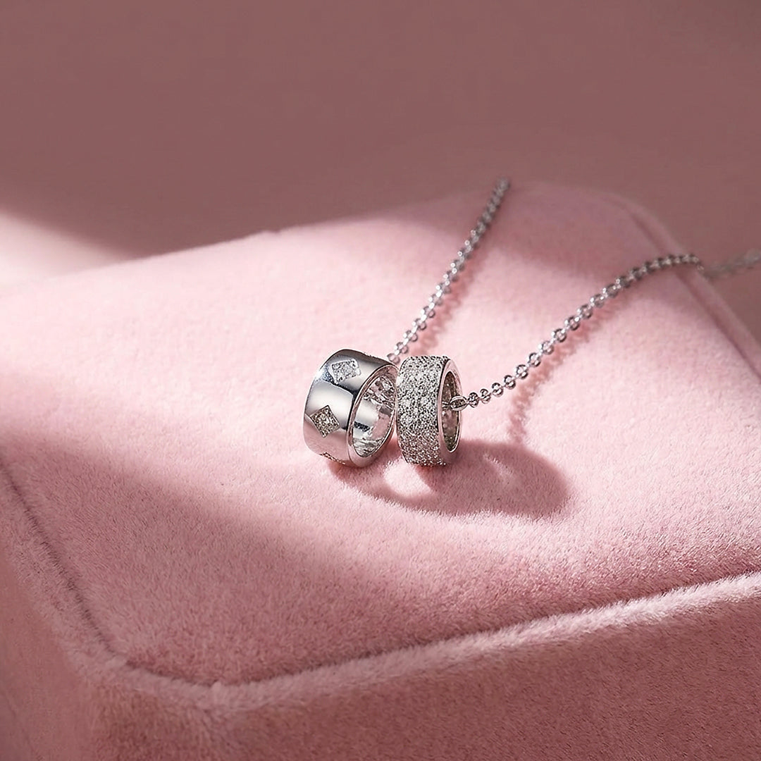 Dual Ring Pendant Necklace | Silver &amp; Gold | Luxe4500 - Luxe Necklace | Singapore Jewellery, Wedding Rings &amp; Gifts | Same Day Delivery | Tiara.com.sg