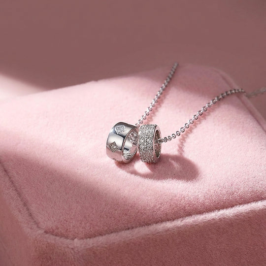 Dual Ring Pendant Necklace | Silver &amp; Gold | Luxe4500 - Luxe Necklace | Singapore Jewellery, Wedding Rings &amp; Gifts | Same Day Delivery | Tiara.com.sg