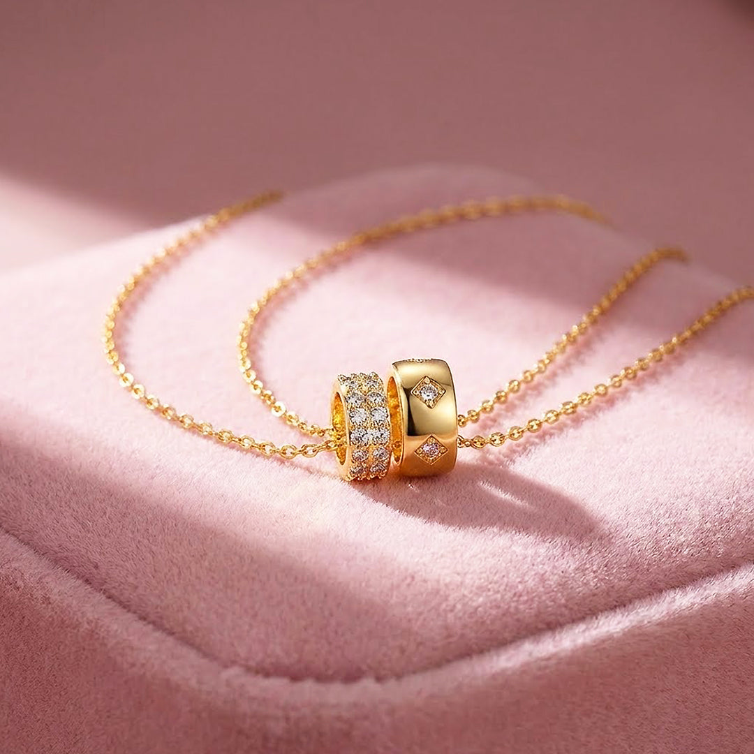 Dual Ring Pendant Necklace | Silver &amp; Gold | Luxe4500 - Luxe Necklace | Singapore Jewellery, Wedding Rings &amp; Gifts | Same Day Delivery | Tiara.com.sg