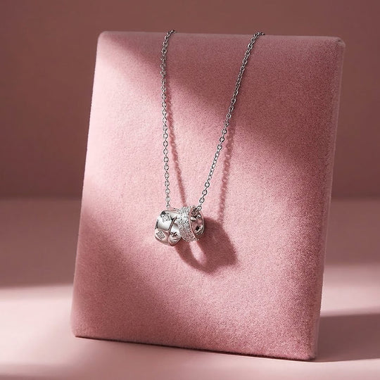 Dual Ring Pendant Necklace | Silver &amp; Gold | Luxe4500 - Luxe Necklace | Singapore Jewellery, Wedding Rings &amp; Gifts | Same Day Delivery | Tiara.com.sg