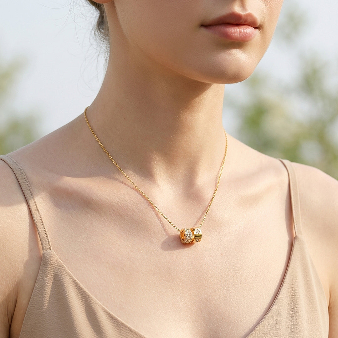 Dual Ring Pendant Necklace | Silver &amp; Gold | Luxe4500 - Luxe Necklace | Singapore Jewellery, Wedding Rings &amp; Gifts | Same Day Delivery | Tiara.com.sg