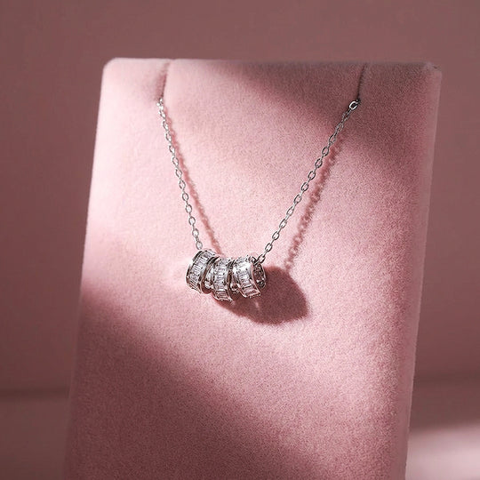 Triple Hoop Pendant Necklace | Silver &amp; Gold | Luxe4501 - Luxe Necklace | Singapore Jewellery, Wedding Rings &amp; Gifts | Same Day Delivery | Tiara.com.sg