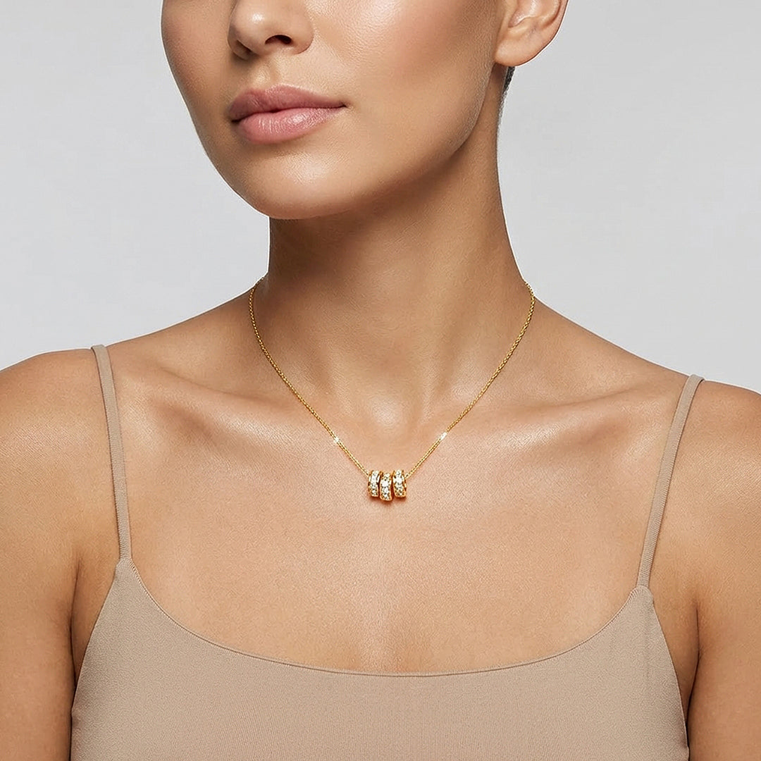 Triple Hoop Pendant Necklace | Silver & Gold | Luxe4501 - Luxe Necklace | Singapore Jewellery, Wedding Rings & Gifts | Same Day Delivery | Tiara.com.sg