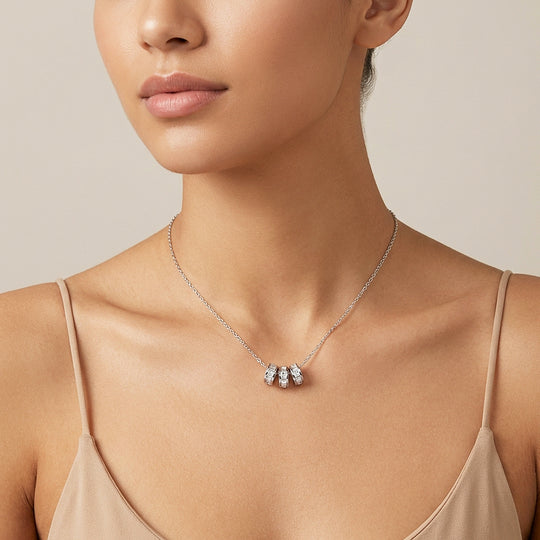 Triple Hoop Pendant Necklace | Silver &amp; Gold | Luxe4501 - Luxe Necklace | Singapore Jewellery, Wedding Rings &amp; Gifts | Same Day Delivery | Tiara.com.sg