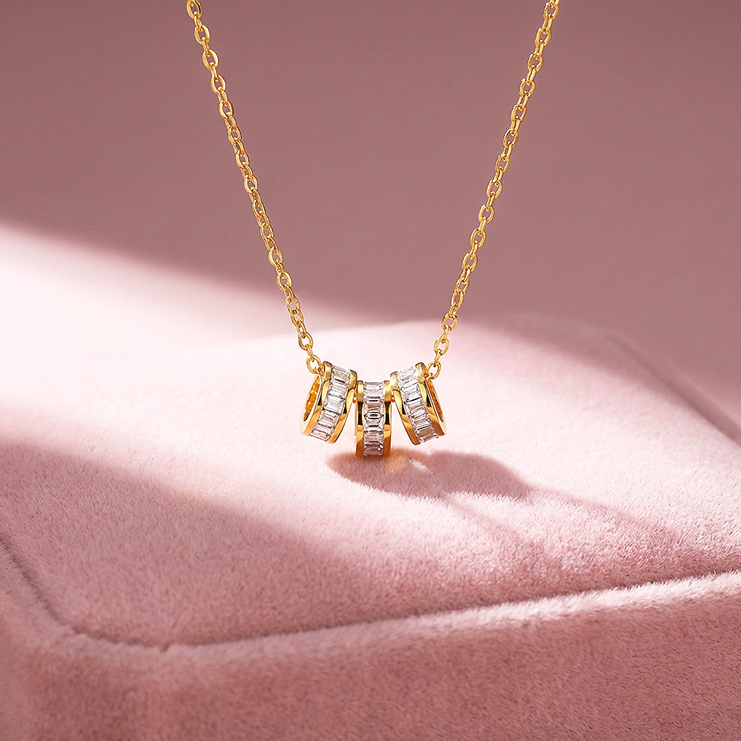 Triple Hoop Pendant Necklace | Silver &amp; Gold | Luxe4501 - Luxe Necklace | Singapore Jewellery, Wedding Rings &amp; Gifts | Same Day Delivery | Tiara.com.sg