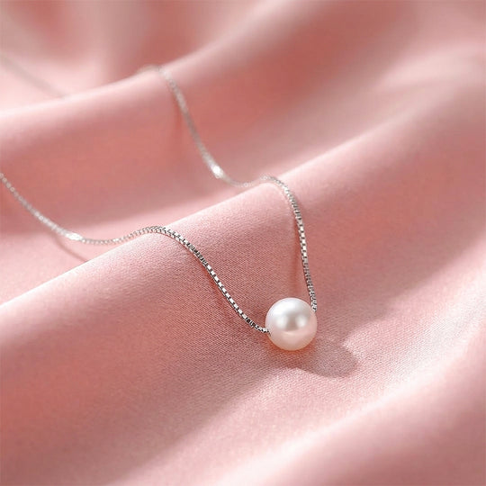 Floating Pearl Pendant Necklace | Silver | Luxe4502 - Luxe Necklace | Singapore Jewellery, Wedding Rings &amp; Gifts | Same Day Delivery | Tiara.com.sg