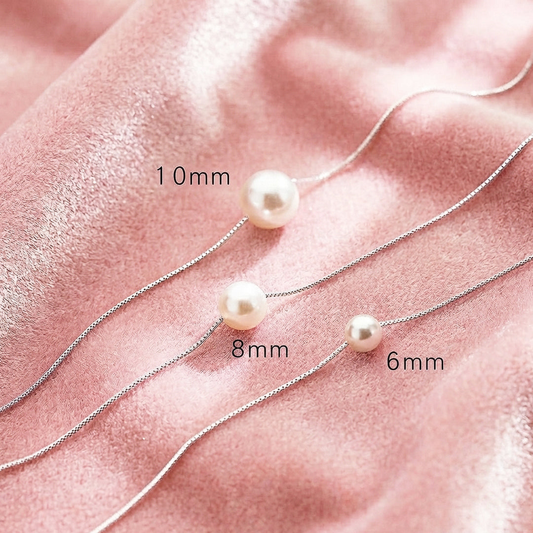 Floating Pearl Pendant Necklace | Silver | Luxe4502 - Luxe Necklace | Singapore Jewellery, Wedding Rings &amp; Gifts | Same Day Delivery | Tiara.com.sg