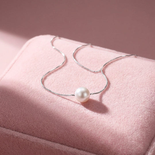 Floating Pearl Pendant Necklace | Silver | Luxe4502 - Luxe Necklace | Singapore Jewellery, Wedding Rings &amp; Gifts | Same Day Delivery | Tiara.com.sg