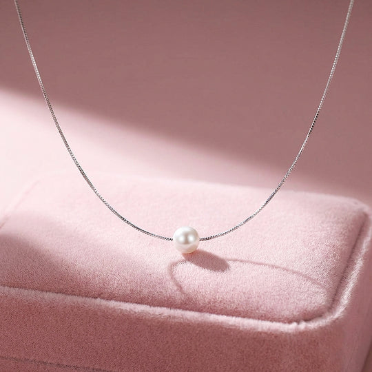 Floating Pearl Pendant Necklace | Silver | Luxe4502 - Luxe Necklace | Singapore Jewellery, Wedding Rings &amp; Gifts | Same Day Delivery | Tiara.com.sg