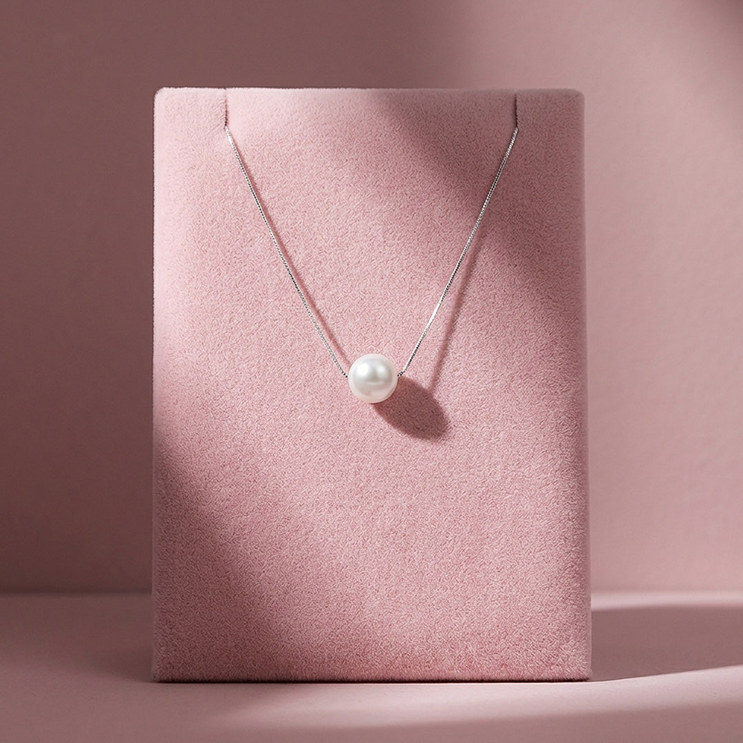 Floating Pearl Pendant Necklace | Silver | Luxe4502 - Luxe Necklace | Singapore Jewellery, Wedding Rings &amp; Gifts | Same Day Delivery | Tiara.com.sg