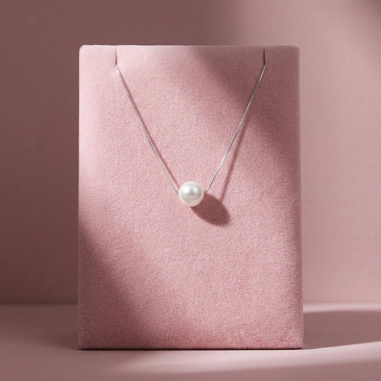 Floating Pearl Pendant Necklace | Silver | Luxe4502 - Luxe Necklace | Singapore Jewellery, Wedding Rings &amp; Gifts | Same Day Delivery | Tiara.com.sg