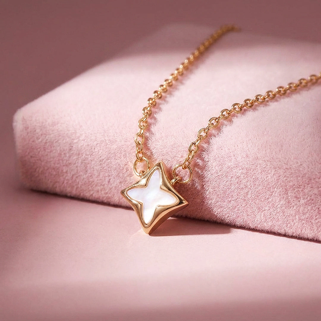 Star Mother-of-Pearl Pendant Necklace | Rose Gold | Luxe4503 - Luxe Necklace | Singapore Jewellery, Wedding Rings &amp; Gifts | Same Day Delivery | Tiara.com.sg