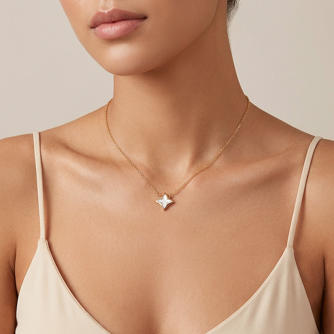 Star Mother-of-Pearl Pendant Necklace | Rose Gold | Luxe4503 - Luxe Necklace | Singapore Jewellery, Wedding Rings &amp; Gifts | Same Day Delivery | Tiara.com.sg