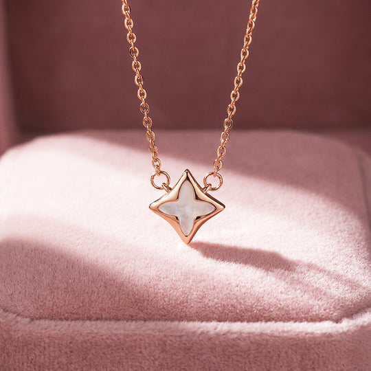 Star Mother-of-Pearl Pendant Necklace | Rose Gold | Luxe4503 - Luxe Necklace | Singapore Jewellery, Wedding Rings &amp; Gifts | Same Day Delivery | Tiara.com.sg