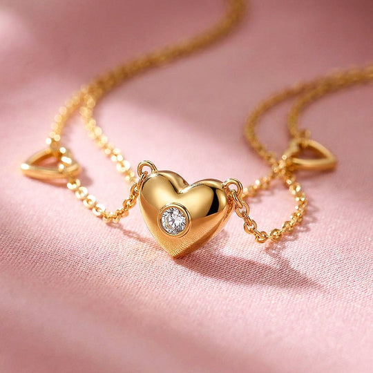 Layered Heart Charm Necklace | Luxe4506