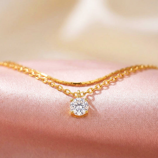 Layered Solitaire Pendant Necklace | Luxe4507