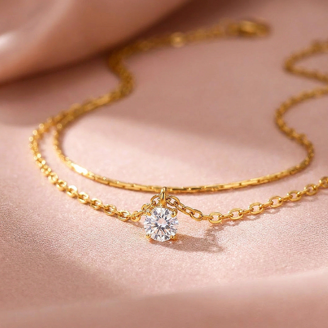 Layered Solitaire Pendant Necklace | Luxe4507