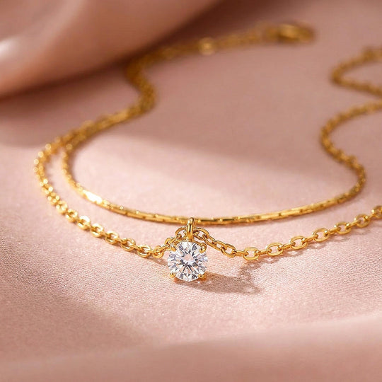 Layered Solitaire Pendant Necklace | Luxe4507