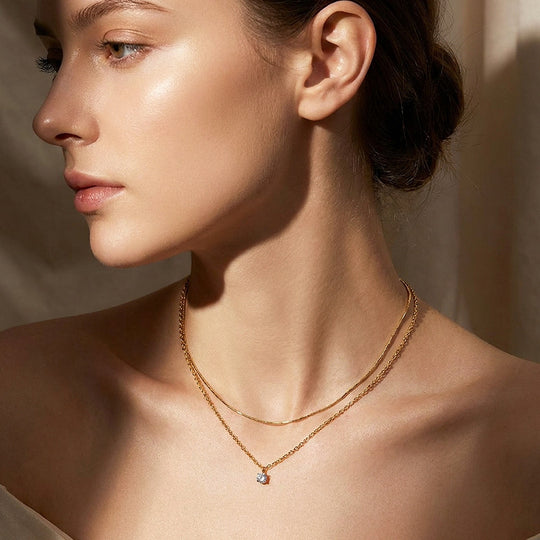 Layered Solitaire Pendant Necklace | Luxe4507