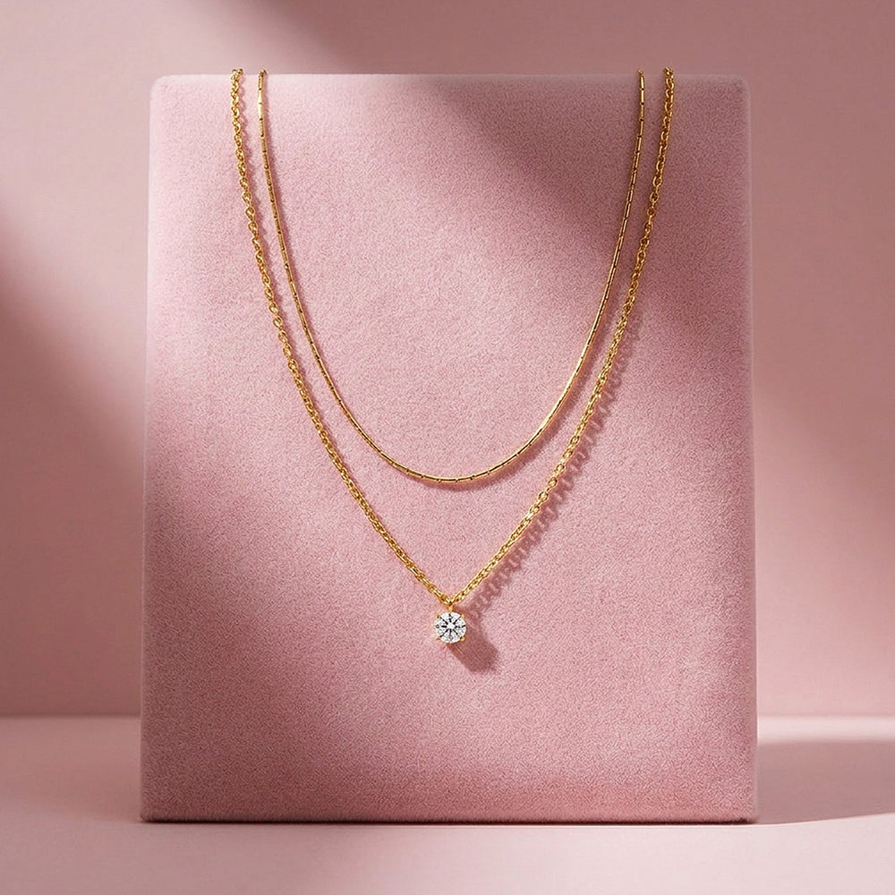 Layered Solitaire Pendant Necklace | Luxe4507