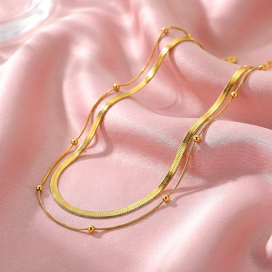 Layered Herringbone &amp; Satellite Necklace | Luxe4509
