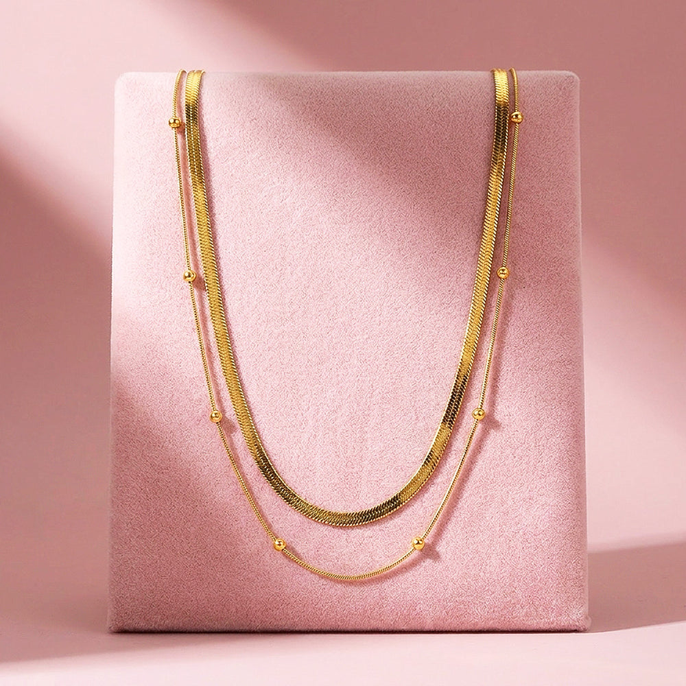 Layered Herringbone & Satellite Necklace | Luxe4509