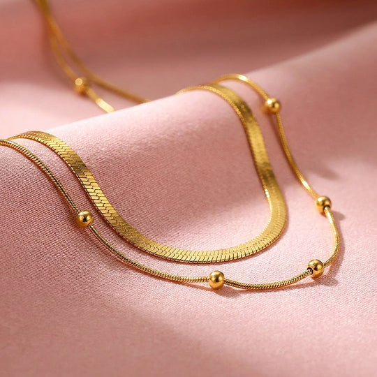 Layered Herringbone &amp; Satellite Necklace | Luxe4509