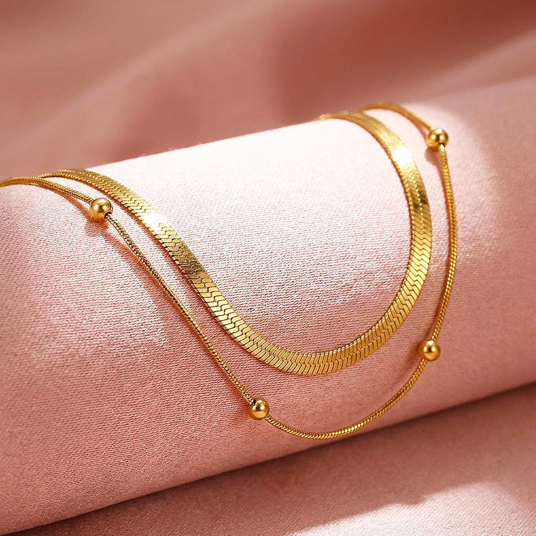 Layered Herringbone &amp; Satellite Necklace | Luxe4509