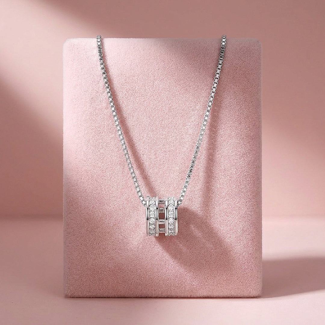 Triple Band Barrel Pendant Necklace | Luxe4514